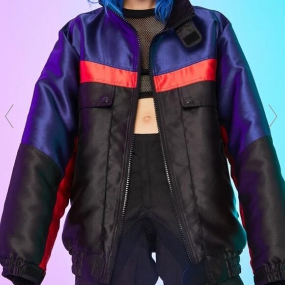 Current Mood Marathon Rush Oversized Bomber Jacket sz M + Color Block - Picture 7 of 7